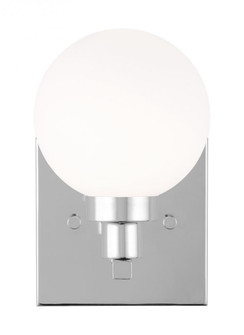 Clybourn modern 1-light indoor dimmable bath vanity wall sconce in chrome finish with white milk gla (7725|4161601-05)