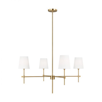 Baker modern 4-light indoor dimmable ceiling large chandelier pendant light in satin brass gold fini (7725|3287204-848)