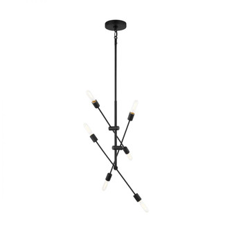Axis modern 6-light indoor dimmable medium chandelier in midnight black finish (7725|3100506-112)