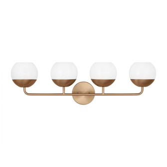 Alvin modern LED 4-light indoor dimmable bath vanity wall sconce in satin brass gold finish with whi (7725|4468104EN3-848)