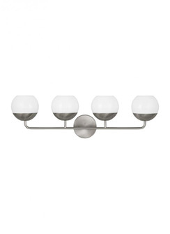 Alvin modern 4-light indoor dimmable bath vanity wall sconce in brushed nickel silver finish with wh (7725|4468104-962)