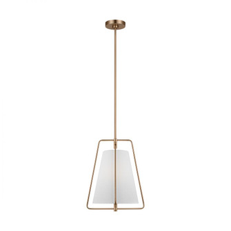 Allis modern industrial LED 1-light indoor dimmable pendant in satin brass gold finish with white li (7725|6507401EN3-848)