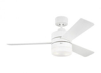 Era 44'' Dimmable LED Indoor/Outdoor Matte White Ceiling Fan with Light Kit, Remote Control and M (38|3ERAR44RZWD)