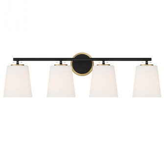 4-Light Bathroom Vanity Light in Matte Black and Natural Brass (8483|M80079MBKNB)