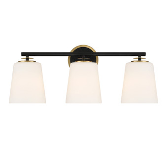 3-Light Bathroom Vanity Light in Matte Black and Natural Brass (8483|M80078MBKNB)