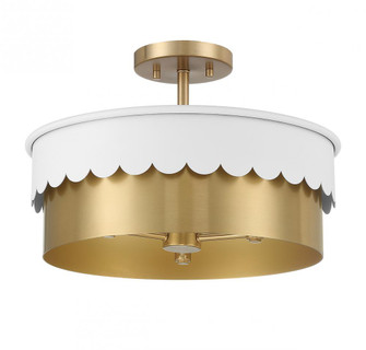 3-Light Ceiling Light in White and Natural Brass (8483|M60072WHNB)