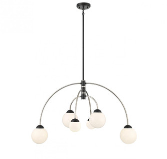 6-Light Chandelier in Matte Black with Polished Nickel (8483|M100114MBKPN)