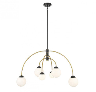 6-Light Chandelier in Matte Black with Natural Brass (8483|M100114MBKNB)