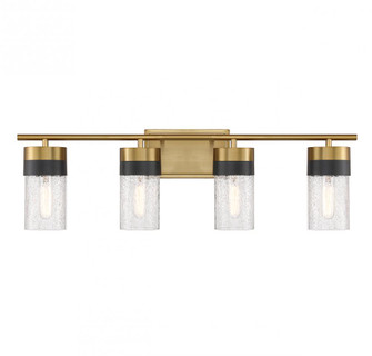 Brickell 4-Light Bathroom Vanity Light in Warm Brass and Black (128|8-3600-4-322)