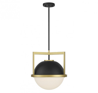Carlysle 1-Light Pendant in Matte Black with Warm Brass Accents (128|7-4600-1-143)