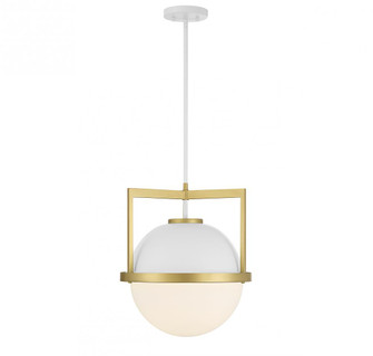 Carlysle 1-Light Pendant in White with Warm Brass Accents (128|7-4600-1-142)
