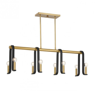 Archway 8-Light Linear Chandelier in Matte Black with Warm Brass Accents (128|1-5533-8-143)