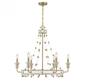 Iris 6-Light Chandelier in White with Warm Brass Accents (128|1-3804-6-142)