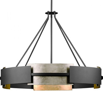 Lowery Collection Six-Light Matte Black Industrial Luxe Hanging Pendant Light with Aged Silver Leaf (149|P500331-31M)