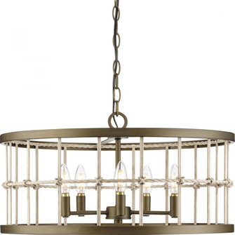 Lattimore Collection Five-Light Aged Brass Coastal Chandelier (149|P400320-161)