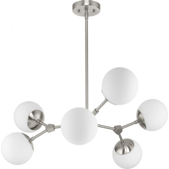 Haas Collection Six-Light Brushed Nickel Mid-Century Modern Chandelier (149|P400308-009)