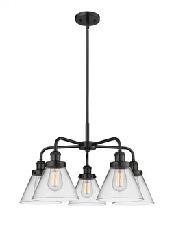 Cone - 5 Light - 26 inch - Matte Black - Chandelier (3442|916-5CR-BK-G42)