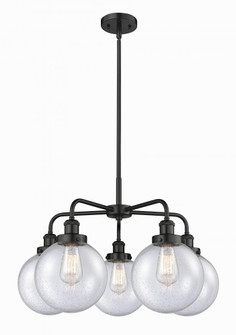 Beacon - 5 Light - 27 inch - Matte Black - Chandelier (3442|916-5CR-BK-G204-8)
