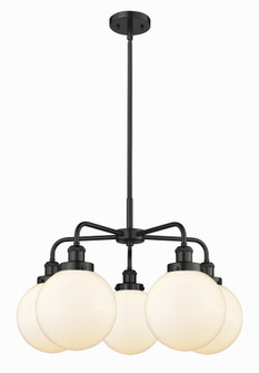 Beacon - 5 Light - 27 inch - Matte Black - Chandelier (3442|916-5CR-BK-G201-8)