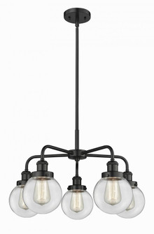 Beacon - 5 Light - 25 inch - Matte Black - Chandelier (3442|916-5CR-BK-G202-6)