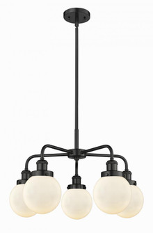 Beacon - 5 Light - 25 inch - Matte Black - Chandelier (3442|916-5CR-BK-G201-6)