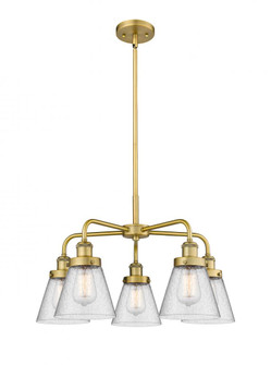 Cone - 5 Light - 25 inch - Brushed Brass - Chandelier (3442|916-5CR-BB-G64)