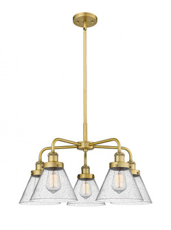 Cone - 5 Light - 26 inch - Brushed Brass - Chandelier (3442|916-5CR-BB-G44)