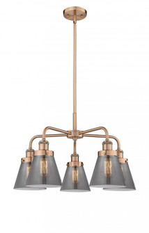 Cone - 5 Light - 25 inch - Antique Copper - Chandelier (3442|916-5CR-AC-G63)
