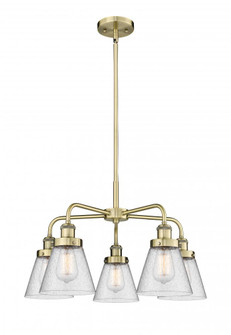 Cone - 5 Light - 25 inch - Antique Brass - Chandelier (3442|916-5CR-AB-G64)