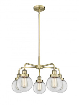Beacon - 5 Light - 25 inch - Antique Brass - Chandelier (3442|916-5CR-AB-G202-6)