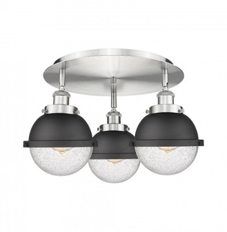 Ballston Urban - 3 Light - 19 inch - Satin Nickel - Flush Mount (3442|916-3C-SN-HFS-64-BK)