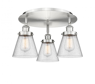 Cone - 3 Light - 18 inch - Satin Nickel - Semi-Flush Mount (3442|916-3C-SN-G64)