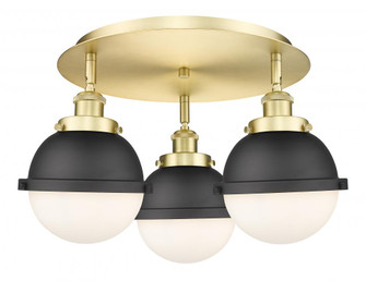 Ballston Urban - 3 Light - 19 inch - Satin Gold - Flush Mount (3442|916-3C-SG-HFS-61-BK)