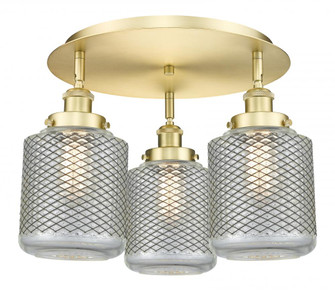 Edison - 3 Light - 18 inch - Satin Gold - Semi-Flush Mount (3442|916-3C-SG-G262)