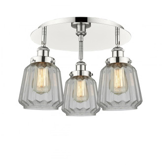 Chatham - 3 Light - 19 inch - Polished Nickel - Semi-Flush Mount (3442|916-3C-PN-G142)
