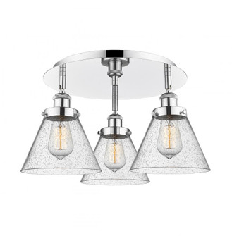 Cone - 3 Light - 20 inch - Polished Chrome - Semi-Flush Mount (3442|916-3C-PC-G44)