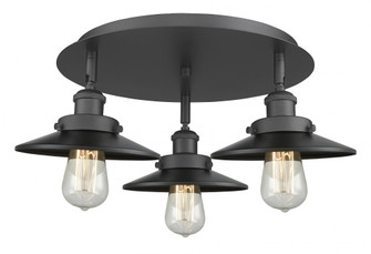 Edison - 3 Light - 20 inch - Matte Black - Semi-Flush Mount (3442|916-3C-BK-M6-BK)
