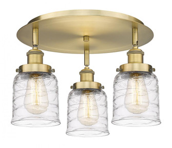 Bell - 3 Light - 17 inch - Brushed Brass - Semi-Flush Mount (3442|916-3C-BB-G513)