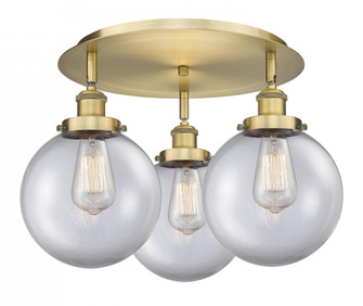 Whitney - 3 Light - 20 inch - Brushed Brass - Semi-Flush Mount (3442|916-3C-BB-G202-8)