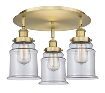 Canton - 3 Light - 18 inch - Brushed Brass - Semi-Flush Mount (3442|916-3C-BB-G182)