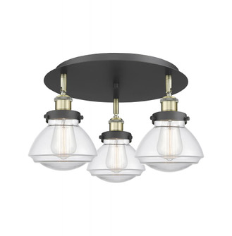 Olean - 3 Light - 19 inch - Black Antique Brass - Semi-Flush Mount (3442|916-3C-BAB-G322)
