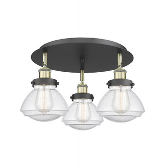 Olean - 3 Light - 19 inch - Black Antique Brass - Semi-Flush Mount (3442|916-3C-BAB-G324)