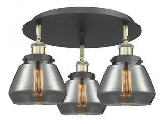 Fulton - 3 Light - 19 inch - Black Antique Brass - Semi-Flush Mount (3442|916-3C-BAB-G173)