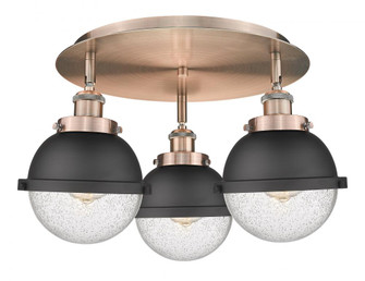 Ballston Urban - 3 Light - 19 inch - Antique Copper - Flush Mount (3442|916-3C-AC-HFS-64-BK)