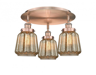Chatham - 3 Light - 19 inch - Antique Copper - Semi-Flush Mount (3442|916-3C-AC-G146)
