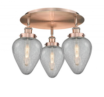 Geneseo - 3 Light - 18 inch - Antique Copper - Semi-Flush Mount (3442|916-3C-AC-G165)