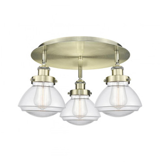 Olean - 3 Light - 19 inch - Antique Brass - Semi-Flush Mount (3442|916-3C-AB-G322)