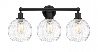 Athens Water Glass - 3 Light - 26 inch - Matte Black - Bath Vanity Light (3442|616-3W-BK-G1215-8)