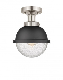 Edison - 1 Light - 7 inch - Satin Nickel - Semi-Flush Mount (3442|616-1F-SN-HFS-64-BK)