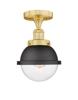 Edison - 1 Light - 7 inch - Satin Gold - Semi-Flush Mount (3442|616-1F-SG-HFS-62-BK)